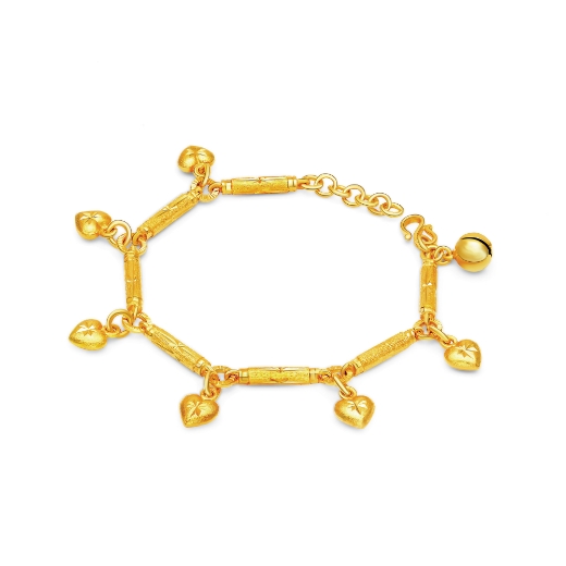 Picture of Starry Heart Bamboo Chain Bracelet Gold Plated for Kids