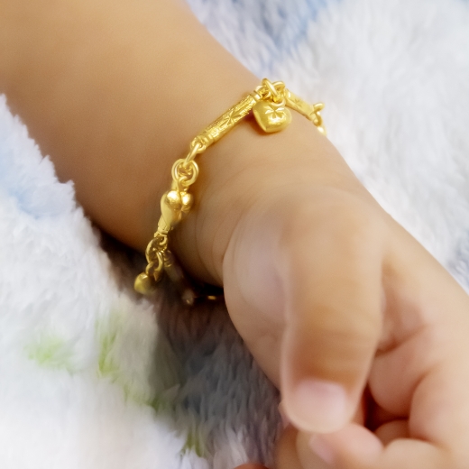 Picture of Starry Heart Bamboo Chain Bracelet Gold Plated for Kids