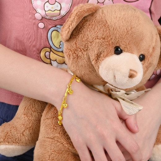 Picture of Starry Heart Bamboo Chain Bracelet Gold Plated for Kids